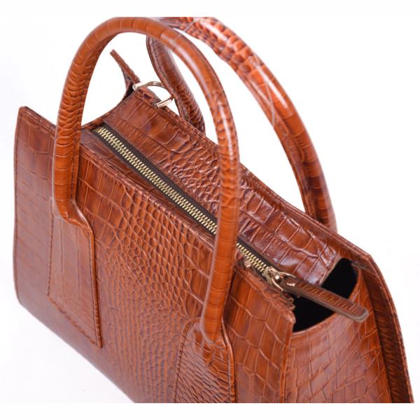 کیف دستی و دوشی زنانه چرم طبیعی مدل کلارا طرح کروکو